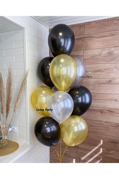 LOTUS PARTY 10 Pieces - Metallic White - Silver - Gold - Black - Yellow Ballo...