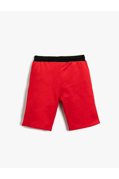 Koton Boys' Clothing Slogan Printed Shorts Cotton Waist Tied 2skb40009tk Red