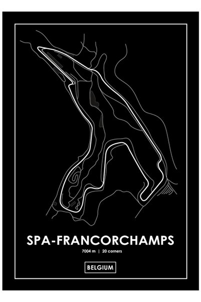 Universal Spa-francorchamps - Βέλγιο Χάρτης Ταξιδιωτικής Διαδρομής Επιτραπέζι...