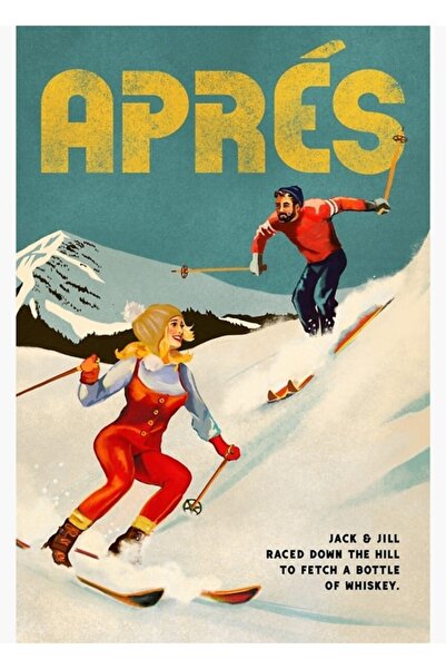 Universal Poster decorativ din lemn, stil vintage, cu tematică schi și pin-up...