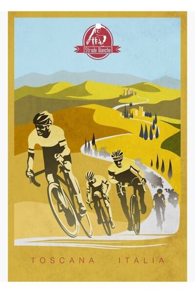 Universal Strade Bianche Retro Bicycle I Ξύλινη Αφίσα Τραπεζιού Διακοσμητική