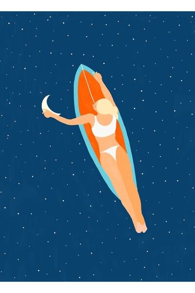 Universal Σερφ στο φεγγάρι # εικονογράφηση # Εικόνα Πίνακας Ζωγραφικής Ξύλινη...