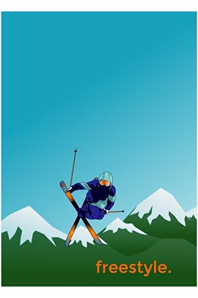 Universal Poster decorativ din lemn cu schioriștor de schi în stil liber