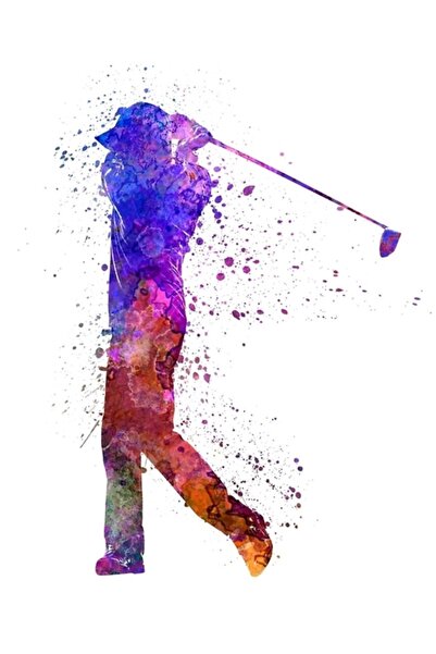 Universal Poster decorativ din lemn cu siluetă de golfist în swing