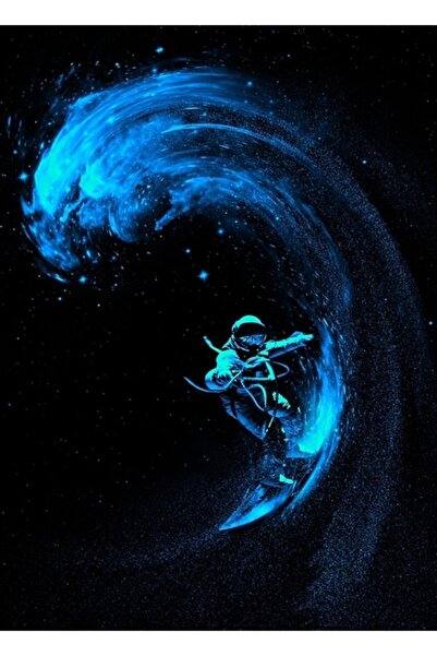 Universal Space Surfing Painting Wooden Poster Decorative