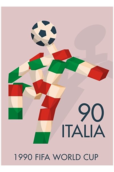 Universal Vintage αφίσα για το Παγκόσμιο Κύπελλο, Μασκότ Ciao Italia 90, Ξύλι...