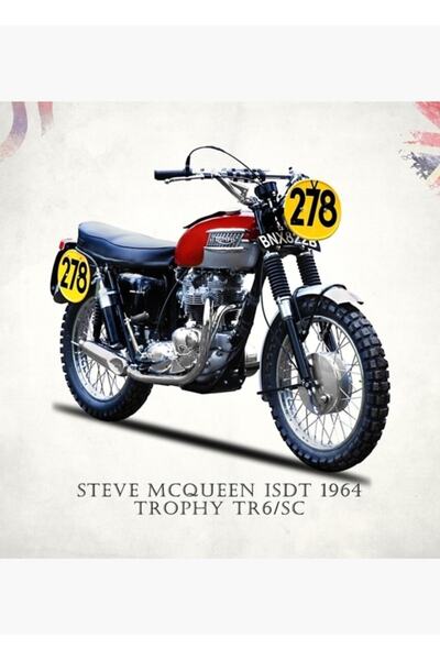 Universal Isdt Μοτοσικλέτα 1964 Ξύλινη Διακοσμητική Αφίσα Τραπεζιού