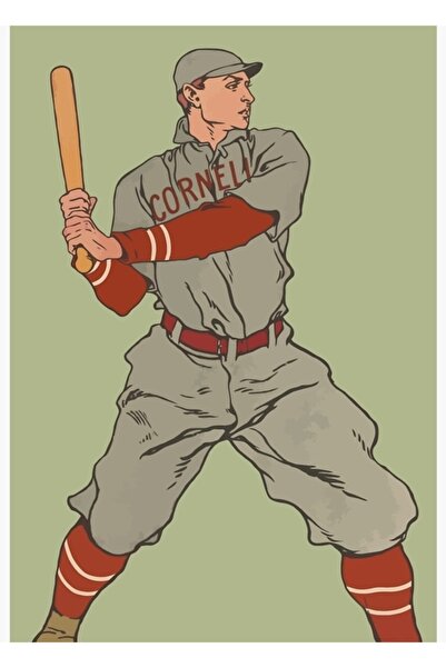 Universal Διακοσμητική ξύλινη αφίσα με εικονογράφηση παίκτη του μπέιζμπολ σε ...