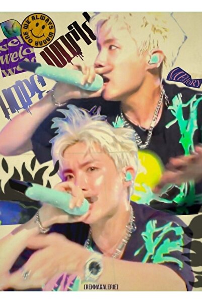 Universal Jhope Neon Green Αισθητικός πίνακας ζωγραφικής Ξύλινη αφίσα Διακοσμ...