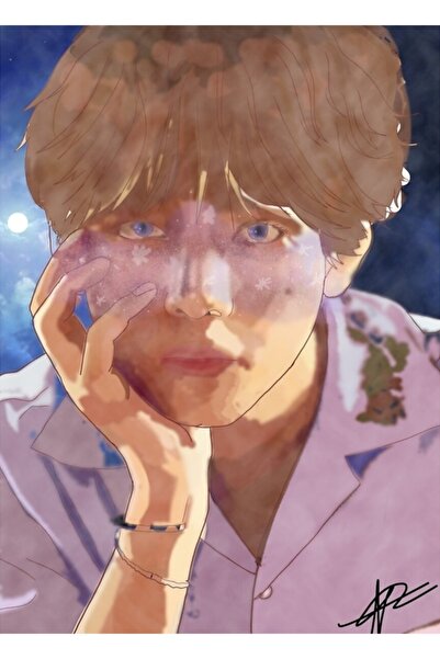 Universal Έναστρη Νύχτα Kim Taehyung Ξύλινη Διακοσμητική Αφίσα Ζωγραφικής Κωδ...