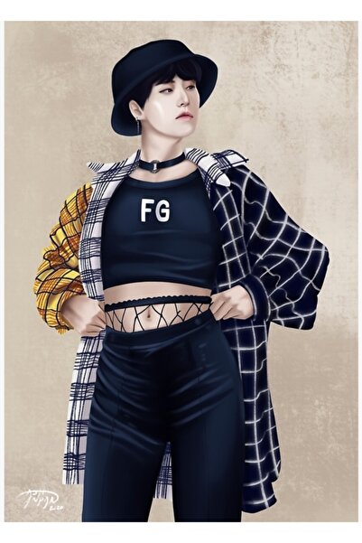 Universal Διακοσμητική ξύλινη αφίσα με ζωγραφική Yoongi Crop Top, Κωδικός 2901