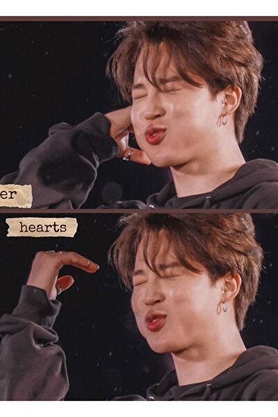 Universal Jimin - Ξύλινη αφίσα με χάρτινες καρδιές, διακοσμητικό είδος Κωδ.2352