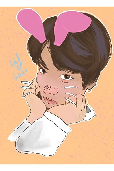 Universal Poster decorativ din lemn Jungkook Rabbit Painting Cod3448