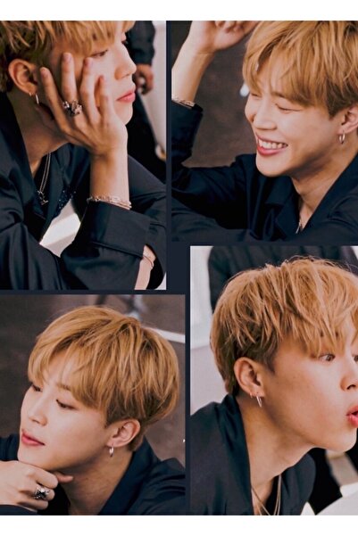 Universal Ξύλινη διακοσμητική αφίσα Blonde Jimin Blue Aesthetic Painting Code800