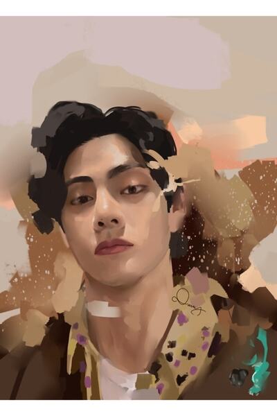 Universal Pictură abstractă portret Taehyung, poster decorativ din lemn, Cod2386