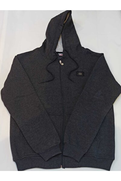 BLUES MODA Massi Unisex Koyu Gri Büyük Beden İçi Kalın Yumuşak Kapüşonlu Ferm...