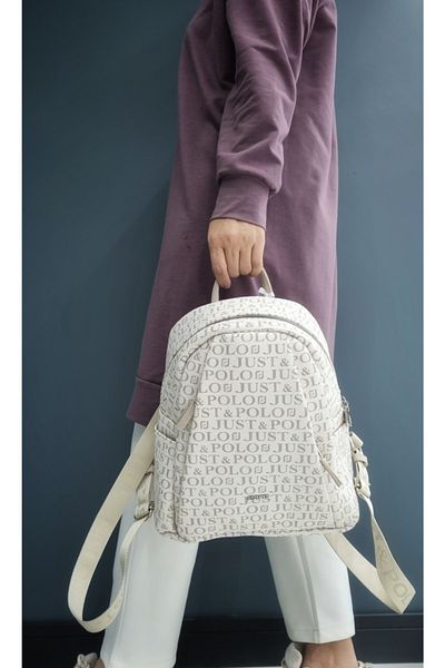 Just Polo حقيبة ظهر كريمية للسيداتTM1019-5