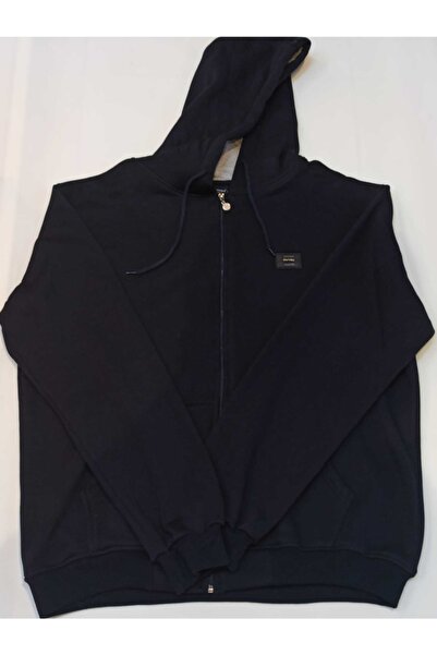 BLUES MODA Massi Unisex Lacivert Büyük Beden Içi Kalın Yumuşak Kapşonlu Fermu...