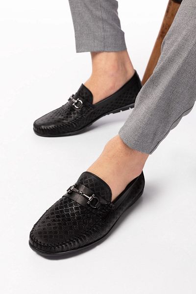 maximoda Летни черни мокасини от естествена кожа