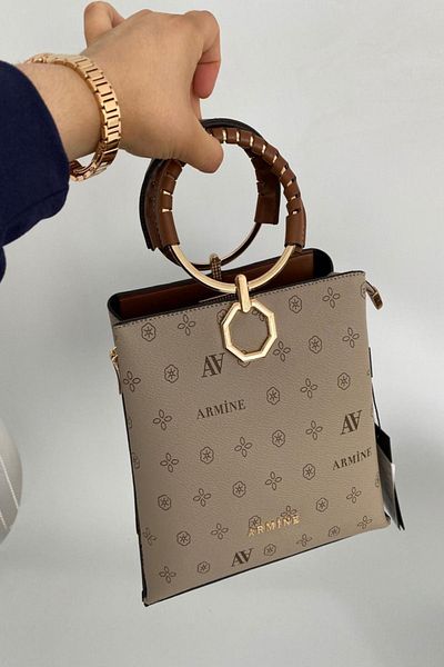 Armine Women's Mink Printed Ring Hand and Shoulder Bag with Small Size Chain Strap
