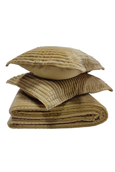 Merinos Modern Line 3 Parça Battaniye Seti - Kemik