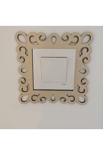 LEYLASER Leylazer Desenli Tekli Priz Anahtar Çerçeve Süsü Krem Rengi