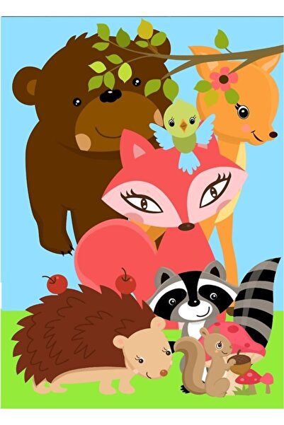 Universal Animale drăguțe din pădure Urs Vulpe Raton Arici Pictură Poster din...