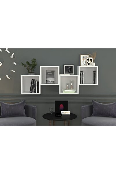 Nettrends Kitaplikli Duvar Rafi Beyaz 135 Cm Dvr-1020