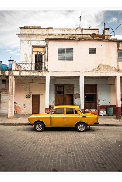 Universal Λαμπερό κίτρινο vintage αυτοκίνητο στη Χαβάνα, Κούβα. Διακοσμητική ...