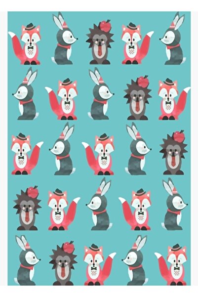 Universal Tapet Dark Bunker - Vulpe Iepure Arici Pictură Poster din lemn deco...