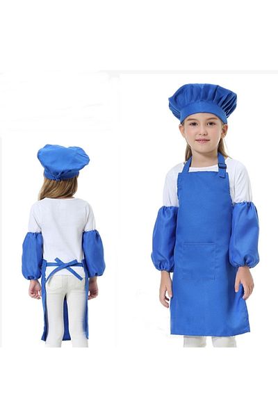 RAY TİCARET Set de 3 șorțuri Blue Cook - pălărie, mâneci și șorț muftak