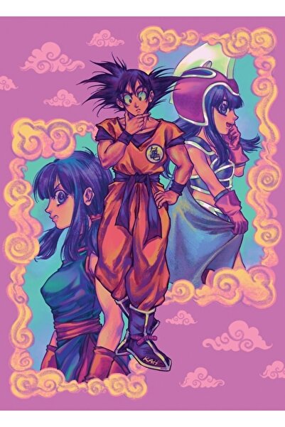 Universal Dragon Ball Z - Poster decorativ din lemn cu Son Goku și Chichi