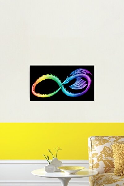 Universal Spectrum Infinity Dragon Painting Wooden Poster Decorative