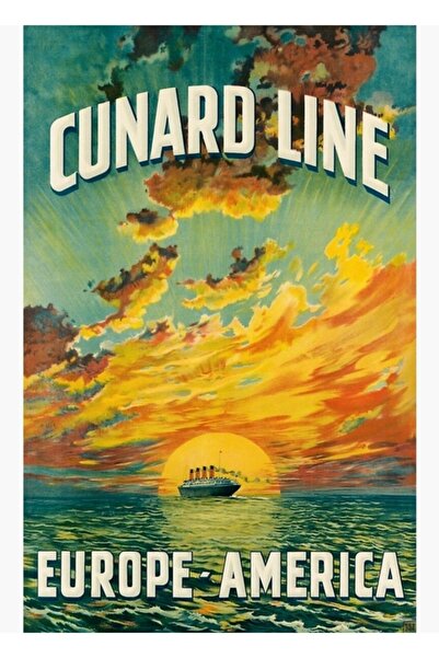 Universal Cunard Ocean Liner Ευρώπη Αμερική Ξύλινη Διακοσμητική Αφίσα Τοίχου