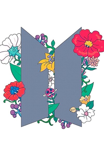 Universal Διακοσμητική ξύλινη αφίσα με λουλουδάτο λογότυπο Stay Gold Bts, Κωδ...