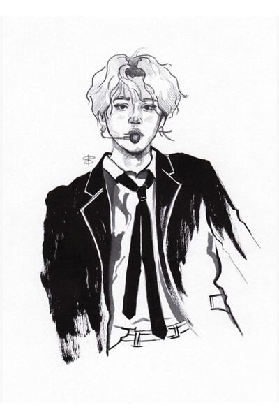 Universal Bts - Jimin (cu cerneală) Poster decorativ din lemn Cod2116