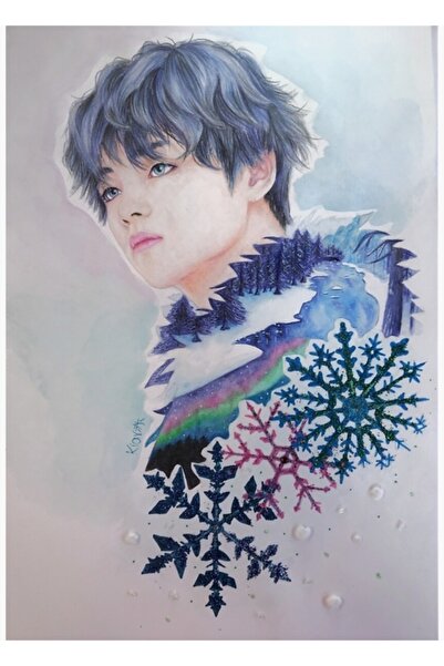 Universal BTS - Κιμ Τεαχγιούνγκ & Ξύλινη Αφίσα Χειμερινού Τραπεζογραφίου Διακ...