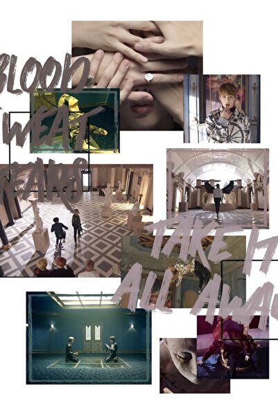 Universal Poster decorativ din lemn cu design BTS Kan, cu sânge și lacrimi, C...