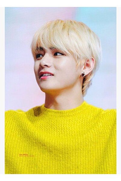 Universal Bts V Kim Taehyung Tablou cu păr blond Poster decorativ din lemn Co...