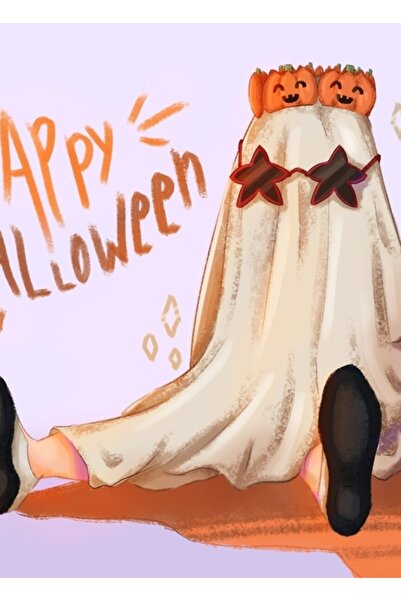 Universal Bts V - Tablou decorativ din lemn cu tematică Happy Halloween Cod1143