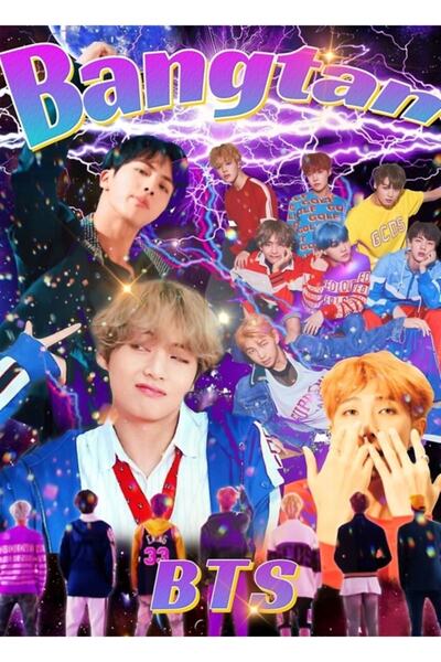 Universal Poster decorativ din lemn cu tablou luminos vintage Bts Bangtan Cod...