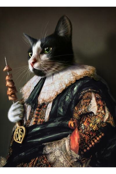 Universal Kedi Portresi - Carter Von Seksi Pantolon Tablo Ahşap Poster Dekoratif