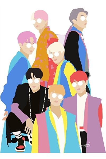 Universal Bts Idol Hanbok Illustration Painting Wooden Poster Decorative Code...