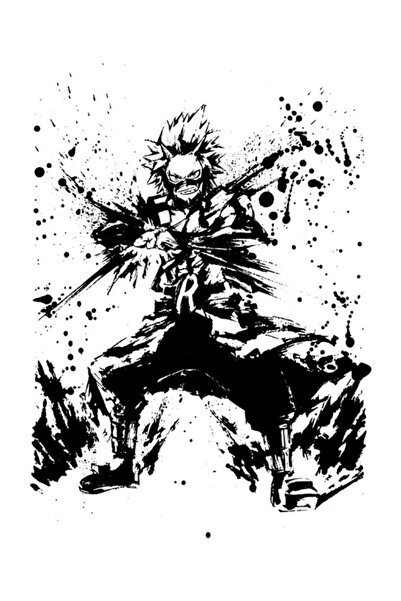 Universal Διακοσμητική αφίσα Kirishima Eijiro Ink Splatter Ξύλινη