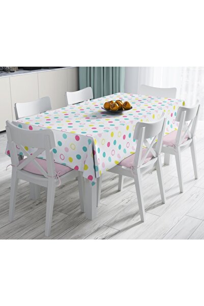 Realhomes Puanlı Pudra Renkler Özel Tasarım Modern Leke Tutmaz Masa Örtüsü-12...