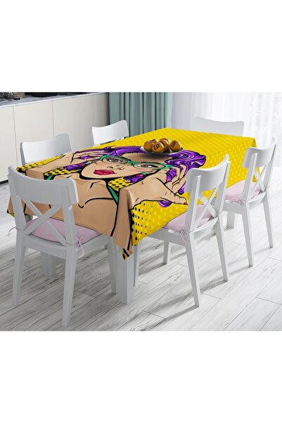 Realhomes Žuti stolnjak sa polka tačkama i popart uzorkom, otporan na mrlje -...
