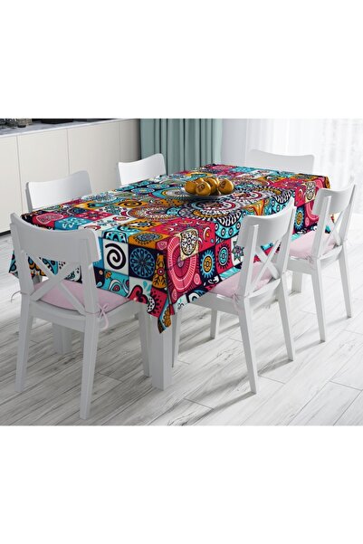 Realhomes مفرش طاولة مقاوم للبقع بتصميم خاص منقوش بالفسيفساء - 120x140 سم