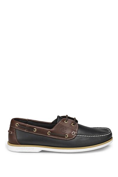 lumberjack Navigator Navy Blue Brown Leather Shoes