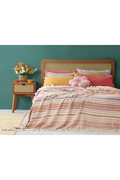 English Home مفرش سرير فردي منسوج من آريا مقاس 160x240 سم وردي - أصفر