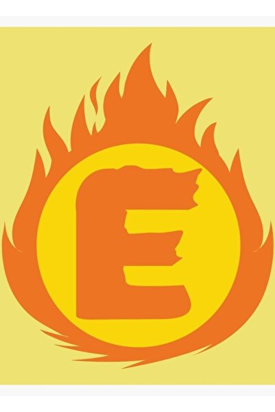 Universal Superhero Letter E. Fire Contract Ξύλινη Διακοσμητική Αφίσα
